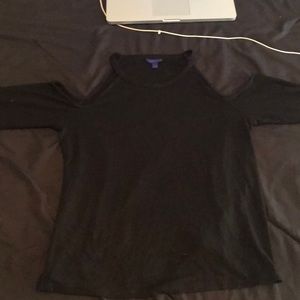 off the shoulder black long sleeve top